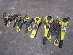 Lot - (2) Haulmaster 1-1/2 Ton Lever Chain Hoists, (1) 3/4 Ton Lever Hoist & (3) 1/4 Ton Hoists (