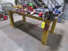 Heavy Duty Steel Welding Table; 52 in. x 8 ft. x 1/2 in. thick (approx.), with Wilton 6 in. Table