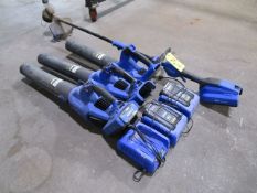 Lot - (3) Kobalt 40-V Leaf Blowers, (1) Kobalt 40-V Weed Eater, (3) 40-V Chargers & (3) 40-V