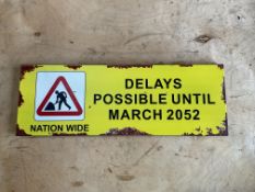 Road Works Enamel Sign