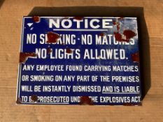 No Smoking Explosives Enamel Sign