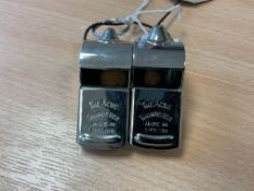 2x New Unissued ACME Thunderer British Army Whistles, Broad Arrow Mark