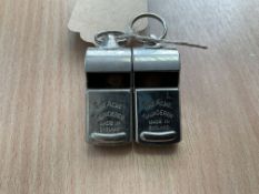 2x Rare Genuine ACME Thunderer British Army Service Whistles, Broad Arrow CN Marked