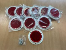10x New Unissued Red Reflectors for Vehicles etc, c/w Screws