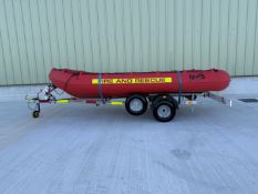 Rescue Boat with Outboard Engine and Fast Tow Trailer, Direct UK Fire and Rescue!