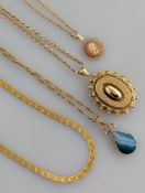 A contemporary David Scott-Walker pendant chain; a yellow gold etched and embossed locket chain