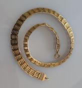 A yellow gold gate-link necklace, 40 cm, hallmarked 9ct, clasp good, 28.3g