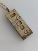 A Silver Jubilee ingot pendant chain, Birmingham, 1977, 36g