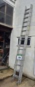 A CLASSIC 15-Rung Double Extending Aluminium Ladder (Note: Light Damage) (Viewing Recommended)