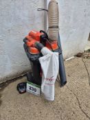 An OVERTON Bin Top Heavy Duty Leaf Vacuum with Heavy Duty Battery Pack, Mains Charger and Associated