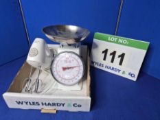 A GENWARE Analogue Weigh Scale, 0-5Kg in 1 gram increments and A KENWOOD Hand Held Whisk