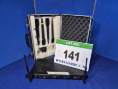 A KAM KWM Quartet Wireless Four Hand Held VHF Microphone Set in Bespoke Case WITH Controller