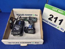 An ERBAUER ER1691 Brushless Combi Drill with Two 2.0Ah, 18V, Batteries and Mains Charger