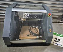 A TECHSOFT Roto Camm MDX-40A Laser Etching Machine with 300mm x 300mm Bed and associated Controls (