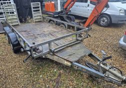 An IFOR WILLIAMS 6ft x 10ft 3500Kg Heavy Duty Plant Trailer (Note: In Need of Floor Repair)