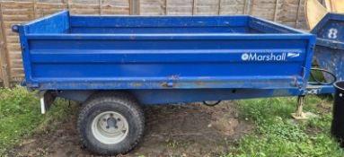 A MARSHALL 5ft x 7ft 6 inch 2-Ton Tipping Tractor Trailer, Serial No. A1053874, on Grass Tyres