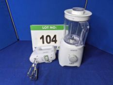 A Kitchen Lot comprising A KENWOOD Blender and A COOKSWORKS Hand Held Whisk