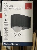 13 x ALIA 25152 - BLK Corner Motion Sensor IP44 With Pir 360 DEG + Timer 10 Sec to 15 Mins Black