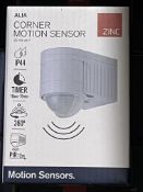 16 x ALIA 25152 - Whi Corner Motion Sensor IP44 with Pir 360 DEG + Timer 10 Sec - 15 mins White