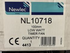 6 x Newlec NL10718 100mm Low Watt Timer Fans