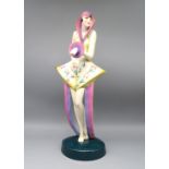 Seltene Figurine, Art déco Tänzerin/"Modern", Goldscheider Wien, Entwurf Stephan Dakon (1904 - 1997