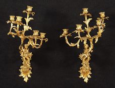 Paar Wandleuchter, Bronze, Frankreich, E.19.Jh