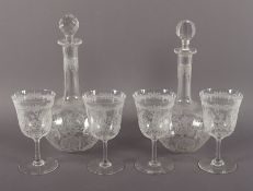 Paar Karaffen und vier Weingläser, Roxana, Baccarat