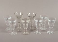 acht Schnapsgläser, Glas, deutsch, 19.Jh.