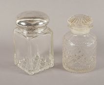 Teedose, Glas, Silber 800/ooo, beigegeben ein Flakon