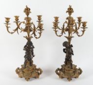 Paar figürliche Girandolen, Bronze, Frankreich, um 1870