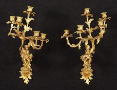 Paar Wandleuchter, Bronze, Frankreich, E.19.Jh