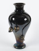 Vase, Glas, unleserlich signiert, wohl Murano