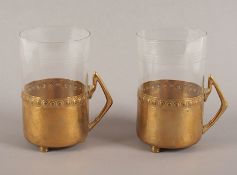 Paar Teeglashalter, Messing, WMF, um 1910