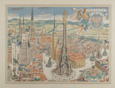 Cyril Bouda (1901-1984) OLOMOUC Colour lithograph on paper, 32x42.5 cm (44x55 cm), signed in print l