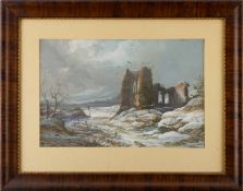 Unknown author ROMANTIC WINTER LANDSCAPE WITH A RUIN c. 1850Gouache on paper, 23x34,5 cm (40x51