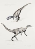 Petr Modlitba (1968) HERRERASAURUS ISCHIGUALASTENSIS, EORAPTOR LUNENSIS 2018Gouache on Schoeller