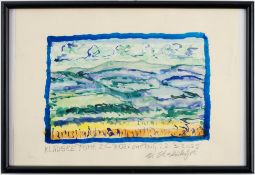 Alexandr Skalický (1932) FAREWELL TO THE KLADSKÉ BORDERLANDS I 2025Watercolour on paper, 21.5x31