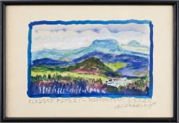 Alexandr Skalický (1932) FAREWELL TO THE KLADSKÉ BORDERLANDS II 2025Watercolour on paper, 21.5x3
