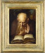 Unknown author THE INTERPRETER OF SCRIPTURE (ST. JEROME?) 17th centuryOil on wooden panel, 22,5x