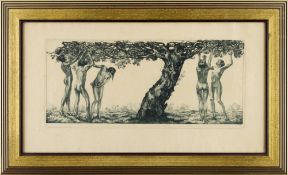 Alois Kolb (1875-1942) FEMALE NUDES UNDER AN APPLE TREE Etching on paper, 16.5x37 cm (32.5x53 cm), i