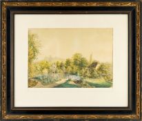 Unknown author VIEW OF A CASTLE PARK 1st half of the 19th centuryGouache on paper, 26x38 cm (52.