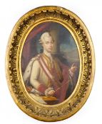 Unknown author PORTRAIT OF JOSEPH II Oil on metal sheet, 41x30 cm (55x42,5 cm). Oval decorative fram