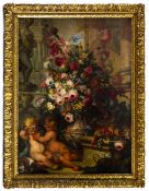Gaspar Peeter II Verbruggen - atributed (1664-1730) FLORAL COMPOSITION WITH PUTTI 174x127