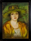 Linka Procházková (1884-1960) LADY IN A HAT Pastel on cardboard, 64.5x46.5 cm (72.5x55 cm), signed l