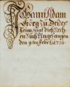 Rechenbuch - Deidesheim - "Johann Adam Görg zu Deidesheim, hat dieß Rechen Buch Angefangen den 9.ten