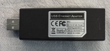 USB ETHERNET ADAPTER MAC: 00:13:37:A5:70:A4