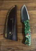 Custom Handmade Farrier’s Rasp Knife with Mosaic Resin Handle & Leather Sheath