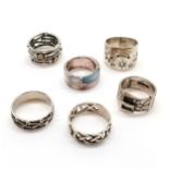 6 x silver rings inc ALE (Pandora), sun / stars / moon etc - total weight (6) 35g