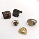 Qty of jewellery inc 9ct hallmarked gold ruby stone set ring (size F½ & 1.6g total weight) t/w