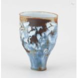 † MARIANNE DE TREY (1913-2016); a squeezed porcelain cup covered in cobalt and iron glaze, impressed